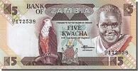 Sambia 5 Kwacha Geldschein, UNZ -