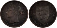 Jersey 1/12 Shilling Münze, Victoria, SS+, Bronze, KM:8 -
