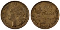 Frankreich 50 Francs Münze, Guiraud, S, Aluminum-Bronze, Gadoury:880 -