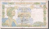 Frankreich 500 Francs Geldschein, 500 F 1940-1944 ''La Paix'' -