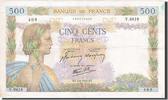 Frankreich 500 Francs Geldschein, 1942-09-03, SS, Fayette:32.39, KM:95b -