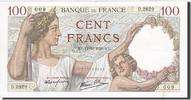 Frankreich 100 Francs 1939 Geldschein, 1939-10-12, VZ, Fayette:26.10, KM:94
