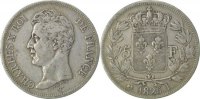 Frankreich 5 Francs Münze, Charles X, Bayonne, S+, Silber, Gadoury:643 -