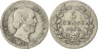 Niederlande 5 Cents Münze, William III, SS, Silber, KM:91 -