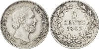 Niederlande 5 Cents Münze, William III, VZ+, Silber, KM:91 -