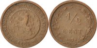 Niederlande 1/2 Cent Münze, William III, S, Bronze, KM:109.1 -