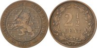 Niederlande 2-1/2 Cent Münze, William III, SS, Bronze, KM:108.1 -
