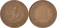 Niederlande 2-1/2 Cent Münze, William III, VZ+, Bronze, KM:108.1 -