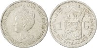 Niederlande Gulden Münze, Wilhelmina I, SS, Silber, KM:148 -