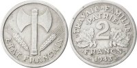 Frankreich 2 Francs Münze, Bazor, Beaumont le Roger, S+, Aluminium -