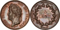 Frankreich 5 Centimes Münze, VZ, Kupfer, Gadoury:145 -