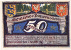 Deutschland 50 Pfennig Geldschein, Poppenbüttel, paysage 1921 UNZ- Mehl:1068.1 -