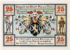 Deutschland 25 Pfennig Geldschein Deutschland Plaue Thür., personnage1921 UNZ- Mehl:1062.1 -