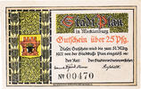 Deutschland 25 Pfennig Geldschein, Plau, chevalier 1922-03-31 UNZ- Mehl:1061.1 -