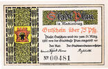 Deutschland 75 Pfennig Geldschein, Plau, personnage 1922, UNZ- Mehl:1061.1 -