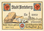 Deutschland 50 Pfennig Geldschein, Perleberg, Maison 1921 UNZ- Mehl:1056.1 -
