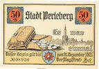 Deutschland 50 Pfennig Geldschein, Perleberg, Rivière, 1921 UNZ- Mehl:1056.1 -
