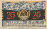 Deutschland 25 Pfennig Geldschein, Zeulenroda, rue 1921-11-01 UNZ- Mehl:1470.1 -