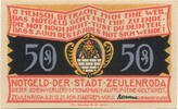 Deutschland 50 Pfennig Geldschein, Zeulenroda, arbre, 1921 UNZ- Mehl:1470.1 -
