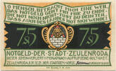 Deutschland 75 Pfennig Geldschein, Zeulenroda, 75Pfennig personnage, 1921 UNZ- Mehl:1470.1 -
