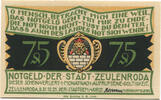 Deutschland 75 Pfennig Geldschein, Zeulenroda, village, 1921 UNZ- Mehl:1470.1 -