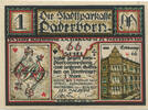 Deutschland 1 Mark Geldschein, Paderborn, jeu, 1921 UNZ- Mehl:1043.2 -