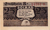Deutschland 25 Pfennig Geldschein, Suderode 25 Pfennig, route, 1921 UNZ- Mehl:1292.1a -