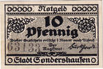 Deutschland 10 Pfennig Geldschein, Sondershausen, tour, UNZ- Mehl:1241.3 -