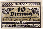 Deutschland 10 Pfennig Geldschein, Deutschland Sondershausen 10Pfennig Eglise, UNZ- Mehl:1241.3 -