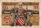 Deutschland 2 Mark Geldschein, Beckum, Blason, 1920-09-01, S+, Mehl:68.2 -