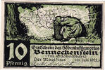 Deutschland 10 Pfennig Geldschein, Benneckenstein, Forêt, UNZ- Mehl:73.1 -