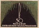 Deutschland 50 Pfennig Geldschein, Saalfeld, mairie, 1921 UNZ- Mehl:1155.3 -
