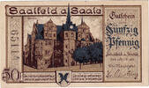 Deutschland 50 Pfennig Geldschein, Saalfeld, château 1921 UNZ- Mehl:1155.2 -