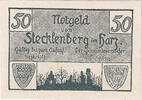 Deutschland 50 Pfennig Geldschein, Stecklenberg, 50 Pfennig château 1921 UNZ- Mehl:1258.2 -