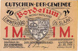 Deutschland 1 Mark Geldschein, Bordelum, Blason 1922-03-31, UNZ- Mehl:143.1 -