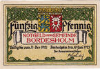 Deutschland 50 Pfennig Geldschein, Bordesholm, drapeau, 1921 UNZ- Mehl:144.1 -