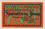 Deutschland 75 Pfennig Geldschein, Bordesholm, lac 1921-12-31, UNZ- Mehl:144.2 -