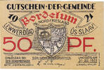 Deutschland 50 Pfennig Geldschein, Bordelum, ferme 1922-03-31, UNZ- Mehl:143.1 -