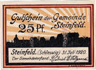 Deutschland 25 Pfennig Geldschein, Steinfeld, Blason 1921, UNZ- Mehl:1262.4 -