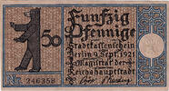 Deutschland 50 Pfennig Geldschein, Berlin, avenue 1921-09-09, UNZ- Mehl:92.1 -