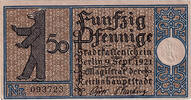 Deutschland 50 Pfennig Geldschein, Berlin, jardin 1921-09-09, UNZ- Mehl:92.1 -