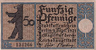 Deutschland 50 Pfennig Geldschein, Berlin, moulin 1921-09-09, UNZ- Mehl:92.1 -