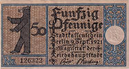 Deutschland 50 Pfennig Geldschein, Berlin, fleuve 1921-09-09, UNZ- Mehl:92.1 -