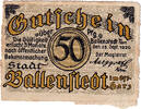 Deutschland 50 Pfennig Geldschein, Ballenstedt, cheminée, 1920 UNZ- Mehl:61.1a -