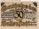 Deutschland 50 Pfennig Geldschein, Ballenstedt, avenue, 1920 UNZ- Mehl:61.1a -