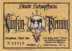 Deutschland 50 Pfennig Geldschein, Schopfheim, portrait, 1921 UNZ- Mehl:1201.1 -