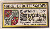 Deutschland 20 Pfennig Geldschein, Berchtesgaden, paysage, 1920 UNZ- Mehl:76.4 -
