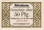 Deutschland 50 Pfennig Geldschein, Stockheim, charette, 1922 UNZ- Mehl:1272.2 -