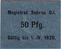 Deutschland 50 Pfennig Geldschein, Sohrau, Texte 1920-04-01, UNZ- Mehl:S83.4b -