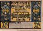 Deutschland 75 Pfennig Geldschein, Grünberg, mairie, UNZ-, Mehl:490.1a -